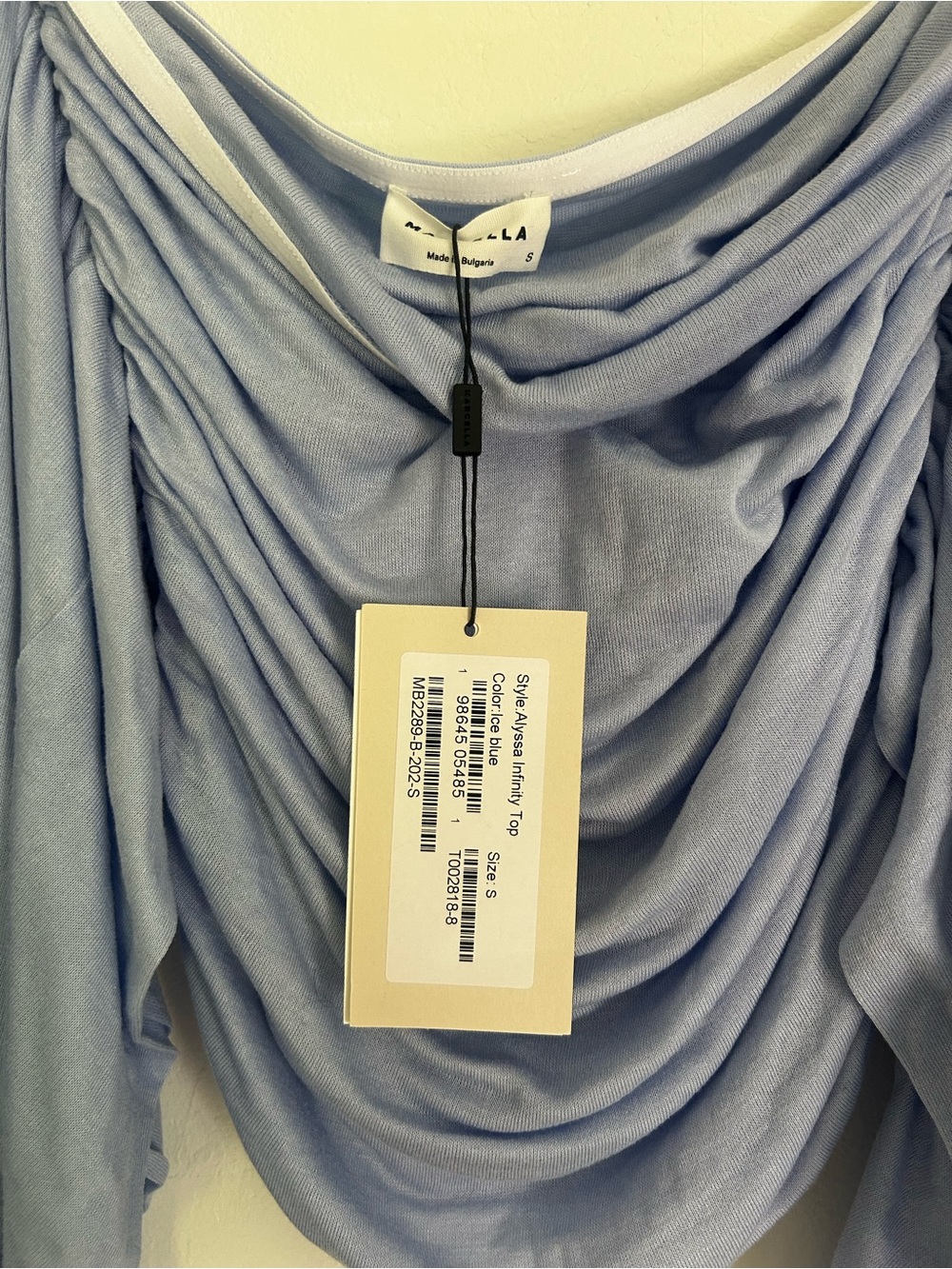 Marcella NYC - Alyssa Infinity Top - Assymetric One-Shoulder Ruched Ice Blue - Picture 6 of 7